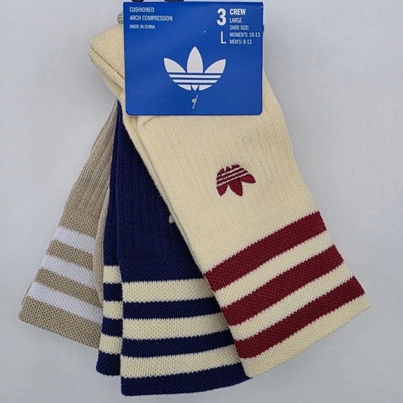 adidas Other - Adidas Crew Socks Unisex L Multicolor Excellence Cushioned Arch Compressio 3 Prs